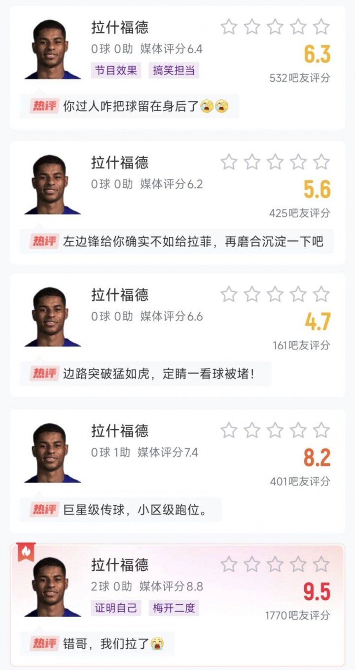 常被批, 一直给他出, 拉什福德巴